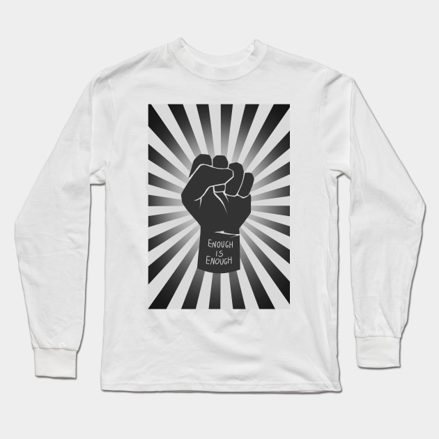 black raising fist | enough is enough | retro, vintage Long Sleeve T-Shirt by acatalepsys 